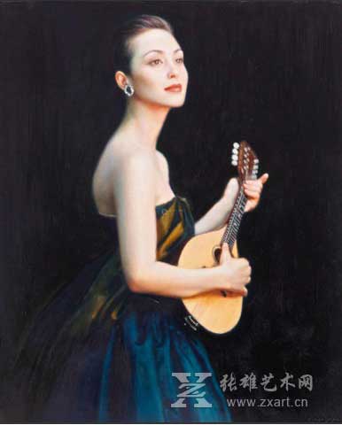 陈逸飞油画作品《女音乐家》